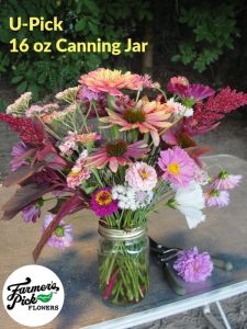 U-Pick Flowers 16 oz canning jar