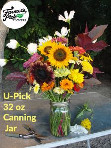 U-Pick Flowers 32 oz canning jar