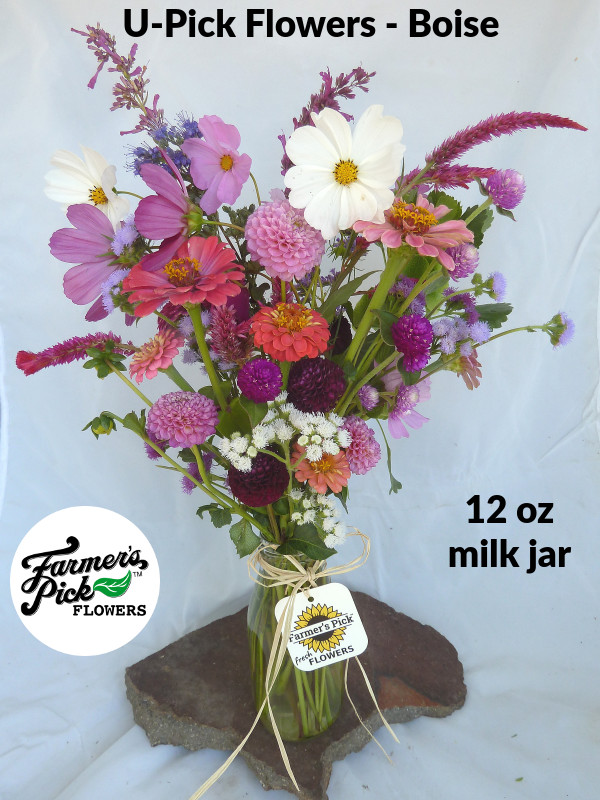 You-Pick Flowers 12 oz milk jar